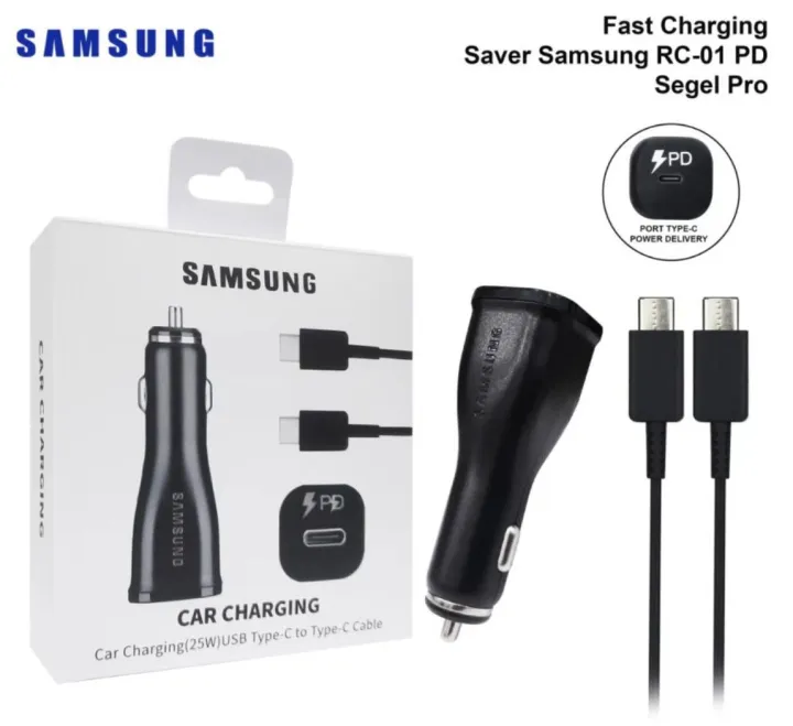 Samsung 25W PD Super Fast Car Charger Adapter Type-C USB-C Cable for Galaxy S22