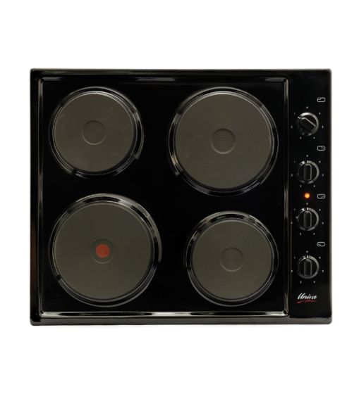 Univa 4 Plate Solid Hob Black U156B