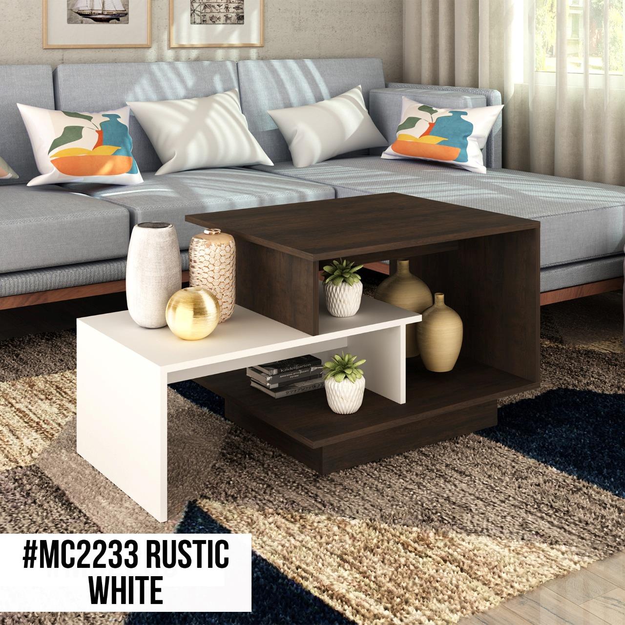 Contemporary Coffee Table English White Brown #MC2233