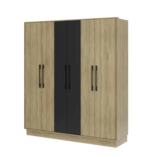 WARDROBE CLOSET BERTOLINI 1137 6 DOORS NOCE C BLACK