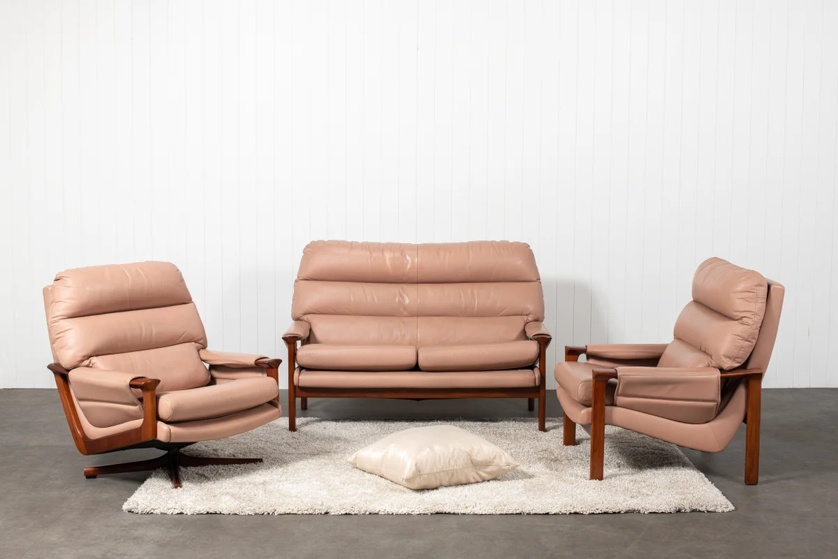 TESSA 3 PC STATIC BROWN leather Sofa