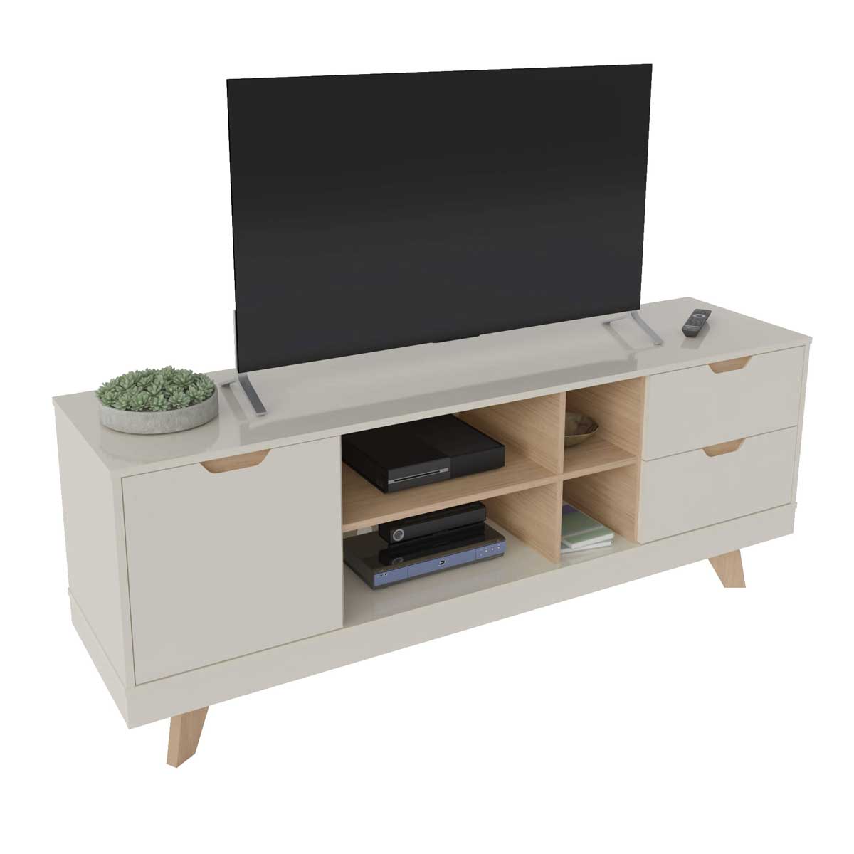 Michigan TV Stand Off White/Oak