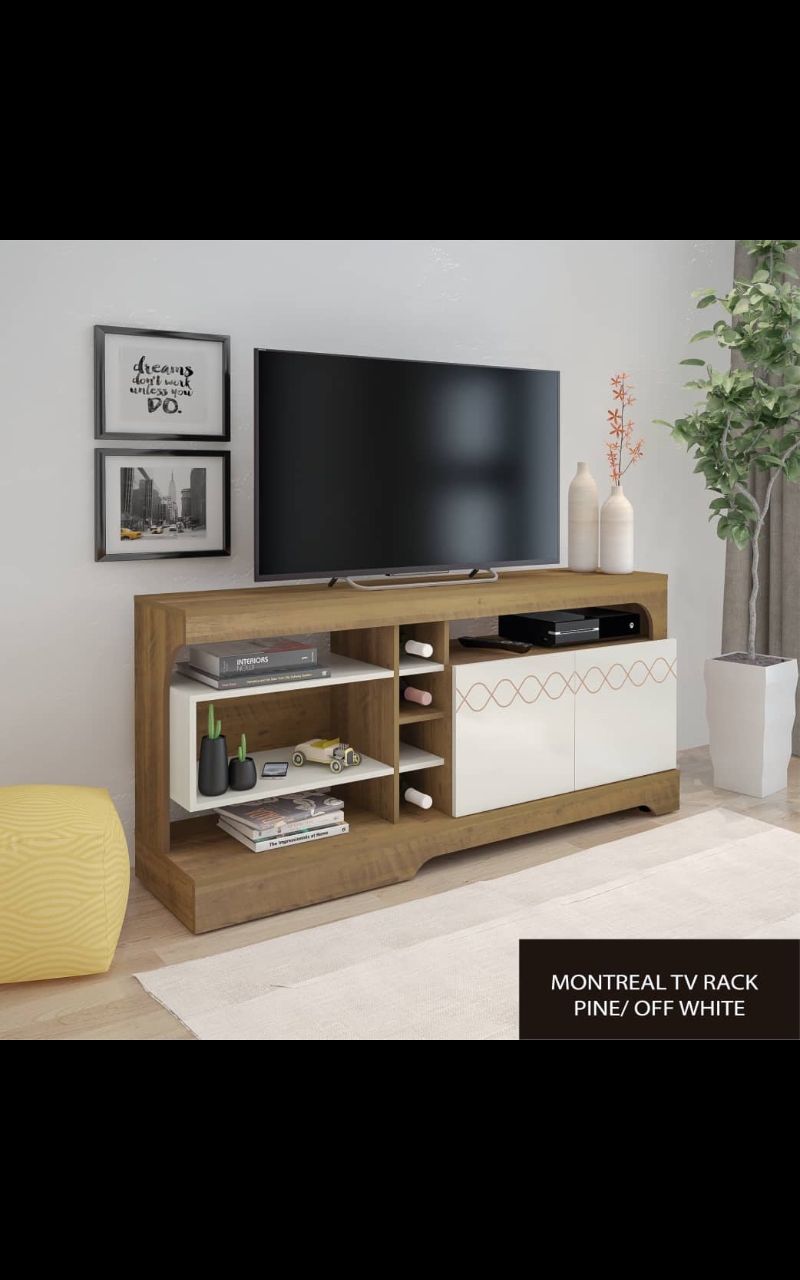 Montreal TV Rack Pine/Off White