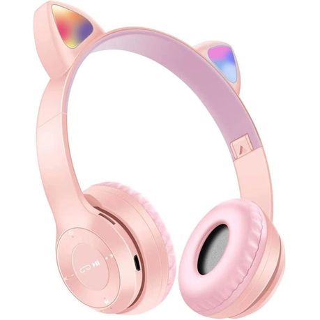 P47M Cat Ears Bluetooth Headphones Wireless LED Light Up